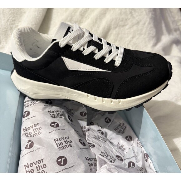 Women Fashion Sneakers Breathable Lace-Up Tennis Running Shoes Black Size 7 NWB - Picture 6 of 16